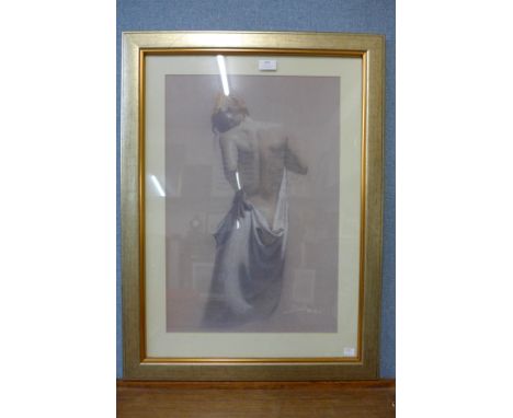French School, female portrait, pastel, indistinctly signed, framed 