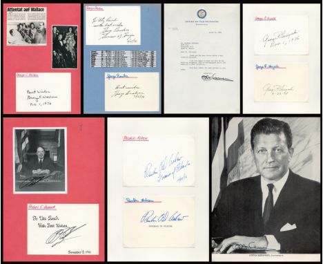 USA Political Signed Collection of 37 Signed Autograph Cards, Photos Etc. Includes Signatures of George C Wallace, Ella T Gra