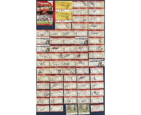 Football. Arsenal FC Signed Collection of 59 Home Matches Ticket Stubs Signed and One Matchday Programme Signed by Thierry He