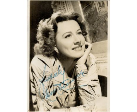 Tv and Film. Actress Irene Dunn Signed 6 x 5 inch approx Vintage Black and White Photo. Good Condition. All autographs are ge