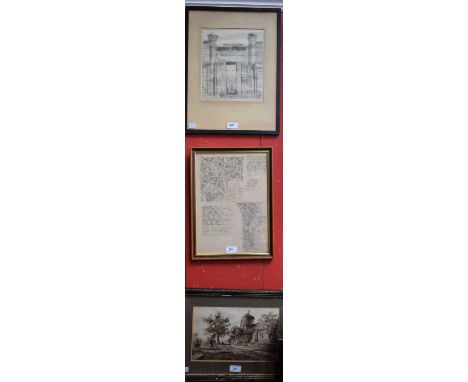 English Romantic School (early 19th century) Elegy Written in a Country Churchyardgrey wash with sepia highlights on paper, 1