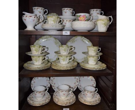 A Crown Staffordshire Wentworth pattern part tea set, comprising cups, saucers, side plates, milk jug, bread and butter plate