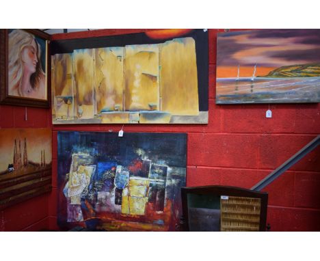 Steven Clarke (20th century)Abstract Still Lifesigned, oil on canvas, approx 100cm x 75cm; Holland PA, 20th century, oil on c