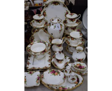 A Royal Albert Old Country Roses pattern part tea set, including cups, saucers, side plates, bread and butter plate, milk jug