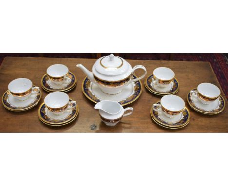 A Dankotuwa Regency pattern part tea service, for six, comprising cups, saucers, side plates, tea pot, milk jug and bread and