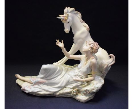 A Lladro ceramic figure group, The Goddess and the Unicorn, 6007, 27cm high