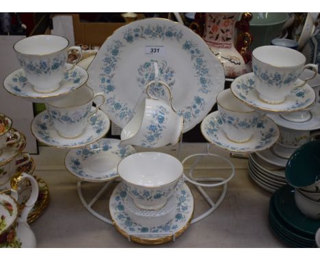 A Colclough Braganza pattern part tea set, comprising cups, saucers, side plates, bread and butter plate, milk jug and sugar 