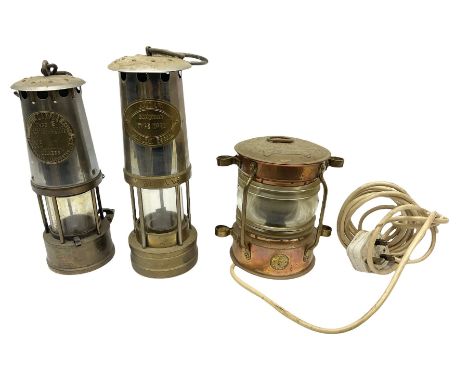 Ships mast head, copper anchor light, by Seahorse, wired for electricity, together with Protector Lamp &amp; Lighting Co Ltd 