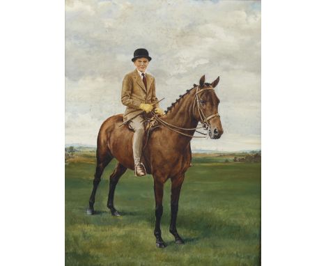 M Weirs, oil on canvas, portrait of a horse and rider (Cherry Ripe and Guy Rimmell), signed, 61cm x 46cm, framedGood original