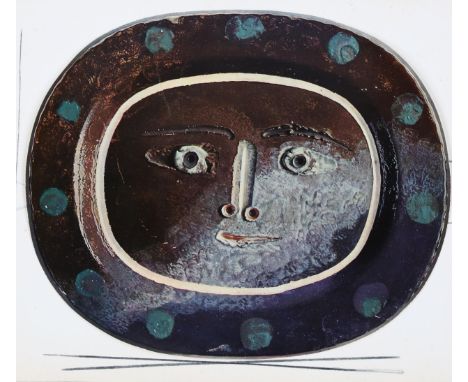 Pablo Picasso, 1940s mixed media print, study for a ceramic charger, 27cm x 36cm, mountedThis is a photographic print laid on