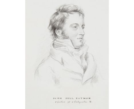19th century pencil portrait of John Sell Cotman, unsigned, 24cm x 15cm, mounted, provenance: The Fry Collection of Early Bri