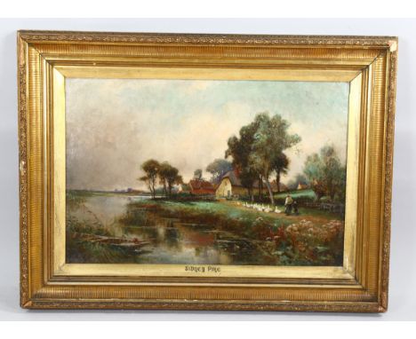 Sidney Pike, oil on canvas, rural scenes, 51cm x 76cm, framed2 canvas patch repairs, good condition, frame has minor gesso ch
