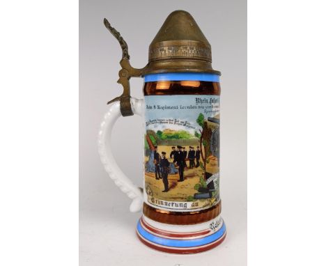 A German military Lithophanes stein, 26 cm high