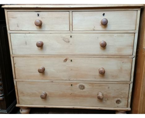 A pine chest, having two short and three long drawers, 100 cm wideHeight 96 cmWidth 99 cmDepth 46 cm