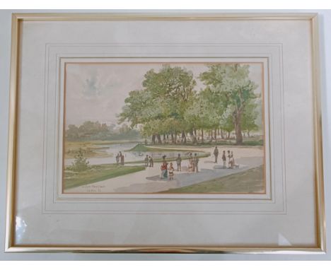 Emile Dominique Roux (French 1882-1915), Figures In A Park, watercolour, titled, dated 24th Mar '86, 20 x 30 cm, sold with a 