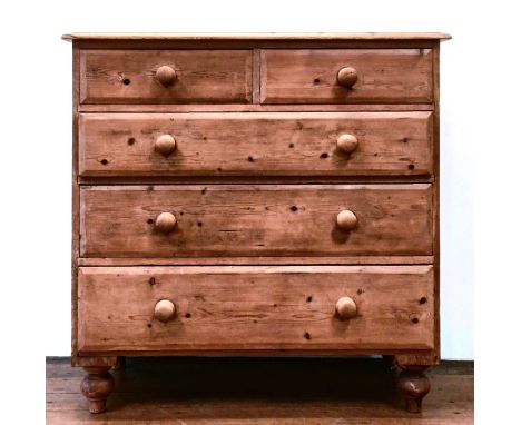 A pine chest, having two short and three long drawers, 110 cm wide