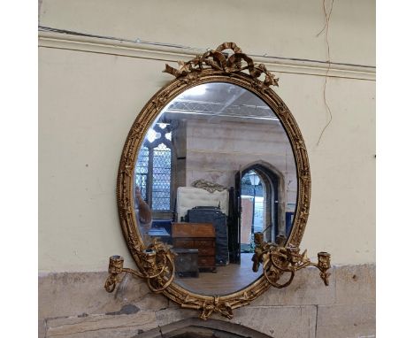 A gilt gesso girandole, with a ribbon finial, 93 x 70 cm