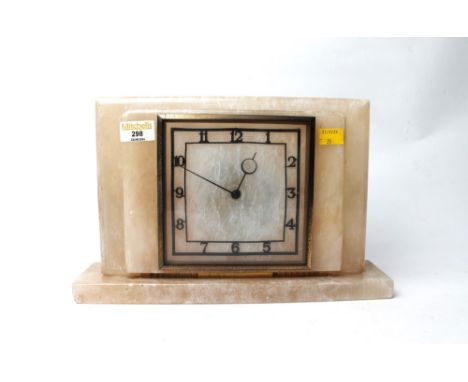 Art Deco marble mantel clock, 22 cm high x 33 cm long