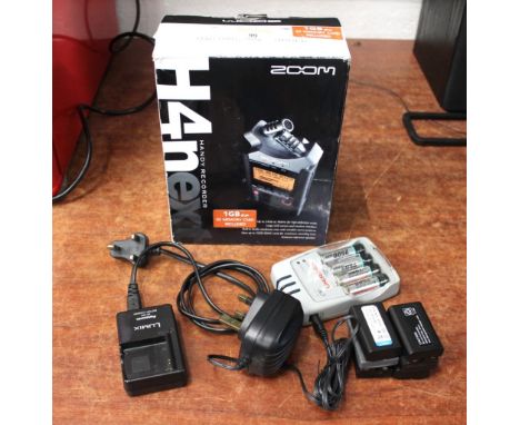 H4NEXT boxed handy recorder , Uniross battery charger, Lumix charger , 6 Camera batteries
