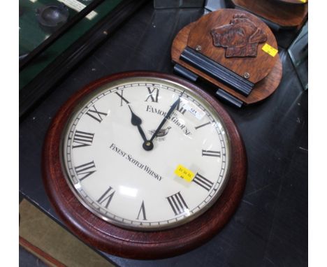 Famous Grouse Finest Scotch Whisky wall clock and Art Deco style letter rack
