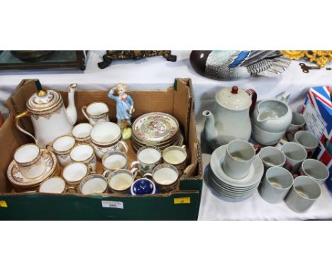 Wedgwood Windsor Grey coffee set, Royal Albert white and gilt patterned coffee set, Royal Doulton Little Boy Blue figure and 