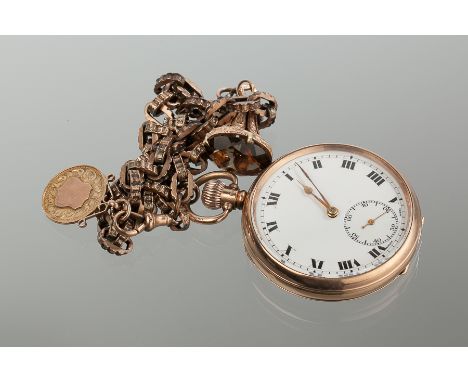 GENTLEMAN'S OPEN FACE NINE CARAT GOLD BUREN POCKET WATCH
the white dial with Roman numerals and subsidiary seconds dial at si