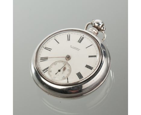 VICTORIAN STERLING SILVER GENTLEMAN'S PAIR CASE FUSEE POCKET WATCH
the white enamel dial with Roman numerals and subsidiary s