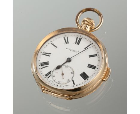 ATTRACTIVE EIGHTEEN CARAT GOLD OPEN FACE FAVRE LEUBA REPEATER POCKET WATCH
the dial with Roman numerals and subsidiary second