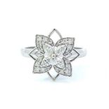 RRP-£4250.00 18K WHITE GOLD DIAMOND RING,SET WITH MARQUISE AND ROUND BRILLIANT CUT DIAMONDS, TOTAL D
