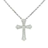 RRP-£6800.00 18K WHITE GOLD PENDENT SET WITH ONE HUNDRED AND NINETEEN ROUND BRILLIANT & BAGUETTE CUT