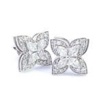 RRP-£4950.00 18K WHITE GOLD DIAMOND EARRINGS, EARRINGS SET WITH MARQUISE AND ROUND BRILLIANT CUT STO