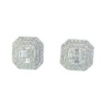 RRP-£2900.00 18K WHITE GOLD DIAMOND EARRINGS,SET WITH MIXED CUTS OF STONES, TOTAL DIAMAOND WEIGHT- 1