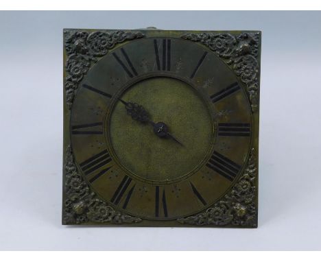 Thomas Vernon, Ludlow.  A mid 18thC brass square dial, single hand and four pillar thirty hour movement, pendulum and weight,
