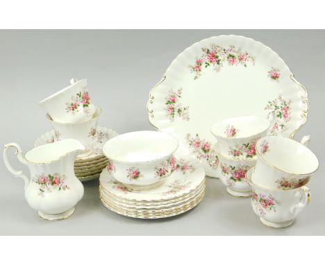 A Royal Albert Lavender Rose part service, to include serving plate, 30cm wide, cups, saucers, sugar bowl etc., printed marks