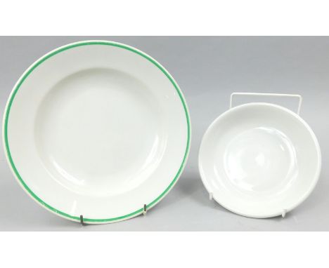 Two military related items of porcelain, a Third Reich Luftwaffe small bowl, dated 1942 and a plate with a green border, 24cm