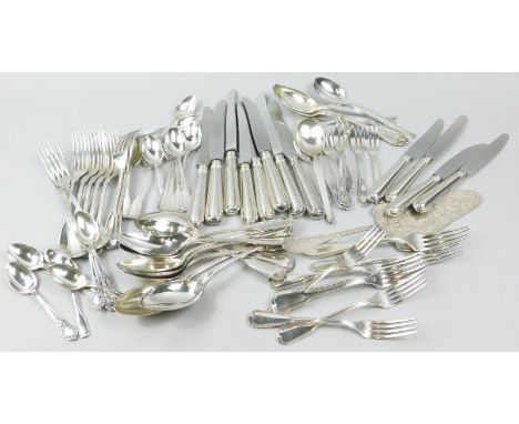 A quantity of WMF fiddle and thread pattern silver plated cutlery, stamped WMF 90.