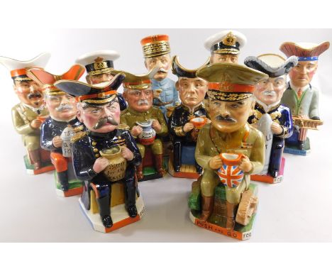 A full set of eleven Wilkinson Toby jugs, each designed by Sir Francis Carruthers Gould, modelled in the form of First World 