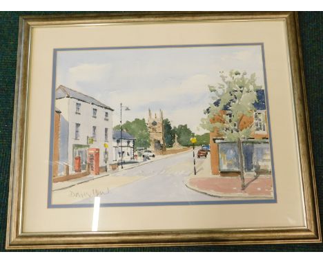 David K Work. Street scene, possibly Horncastle, watercolour, 30cm x 41cm