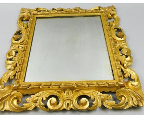 An Italian and giltwood wall mirror, with rectangular glass plate, 51cm x 46cm 