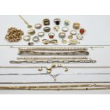 1 Konv. Schmuck wohl vollständig GG/WG 8ct. z.T. mit Edelsteinen, weißen Steinen, u.a., je Asp./Gsp.