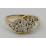 1 Damenring GG 14ct. mit kleinen Brill. wohl bis zu ca. 0,07ct., Ringgröße ca. 54 min., Tsp.