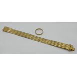1 Damenarmband GG 14ct. min. besch./z.T. verbogen sowie 1 Ehering GG 8ct. Ringgr. ca. 63, je Tsp.