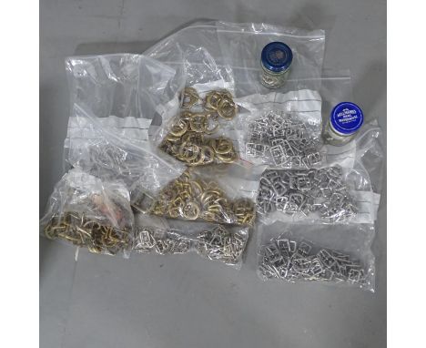An assortment of brass and stainless steel buckles including roller and 121 buckles.From the workshop of saddle maker Brian R