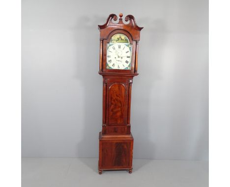 A 18th century mahogany-cased eight day longcase clock, with a 13" enamelled arch-top dial, two subsidiary dials and striking