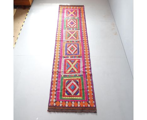 A Maimana Kilim runner. 307x76cm. 