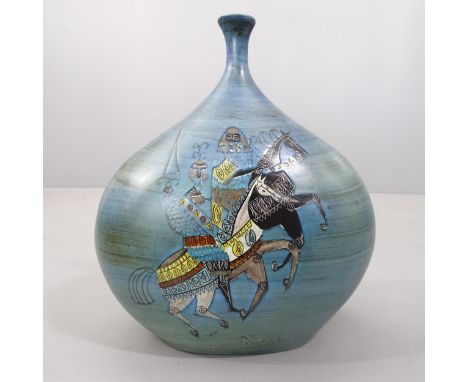 Jean de Lespinasse (1896-1979), France, a 1960's ceramic vase with Knight on horseback, base "Florence le Lavandou 250", heig