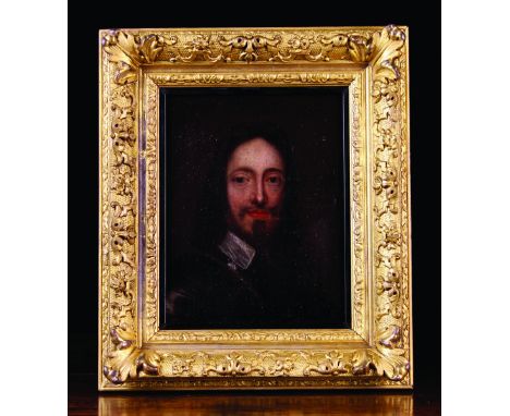 English School: A 17th Century Oil on Canvas laid onto Board: Portrait of Charles I in armour, 9¾ ins x 7¾ ins (24.5 cm x 19.