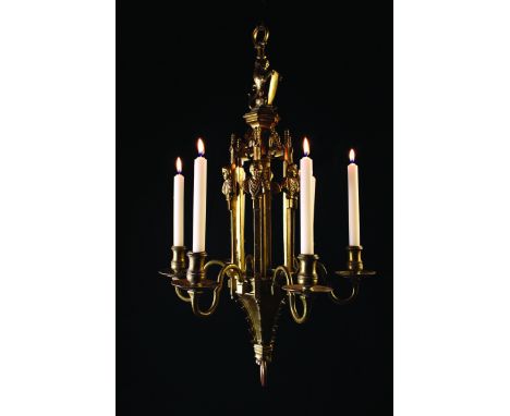 An Antique Copy of a 15th Century Gilt Brass Chandelier which hung in St Katherine's Hospital, Regents Park, London. The Goth