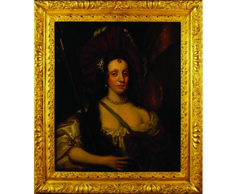 Studio of Jacob Huysmans 1633-1696: An Oil on Canvas: Portrait of Catherine of Braganza, Queen Consort of Charles II, dressed