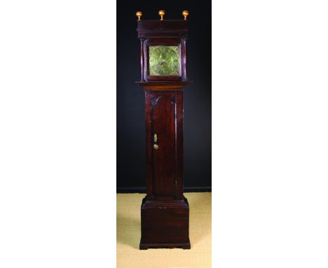 An 18th Century Oak Longcase Clock with thirty hour movement by Richard Marshall. The 10¼ ins (26 cms) square brass dial with